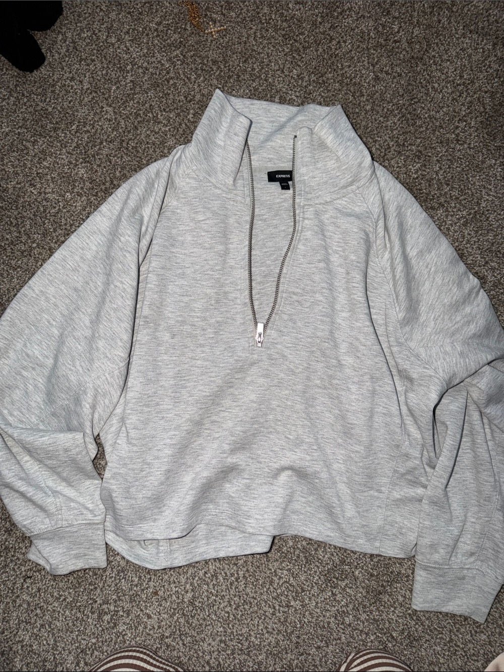 Express Light Gray Half-Zip Turtleneck Sweater